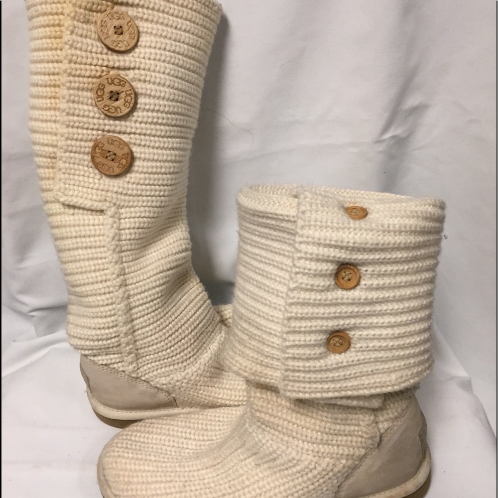 UGG Cardi Knit comfy boots in natural/cream Size 7